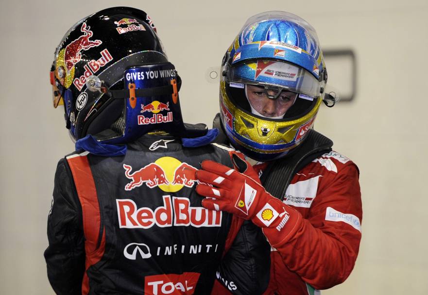 Singapore 2012: Alonso è 2° dietro a Vettel, che in classifica non molla. Epa